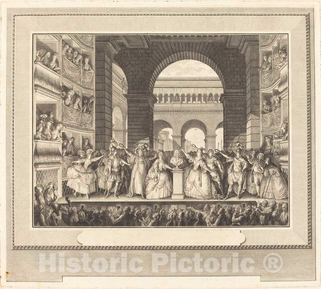 Art Print : Charles-Gaucher After Moreau, Couronnement de Voltaire (The Crowning of Voltaire), 1782 - Vintage Wall Art