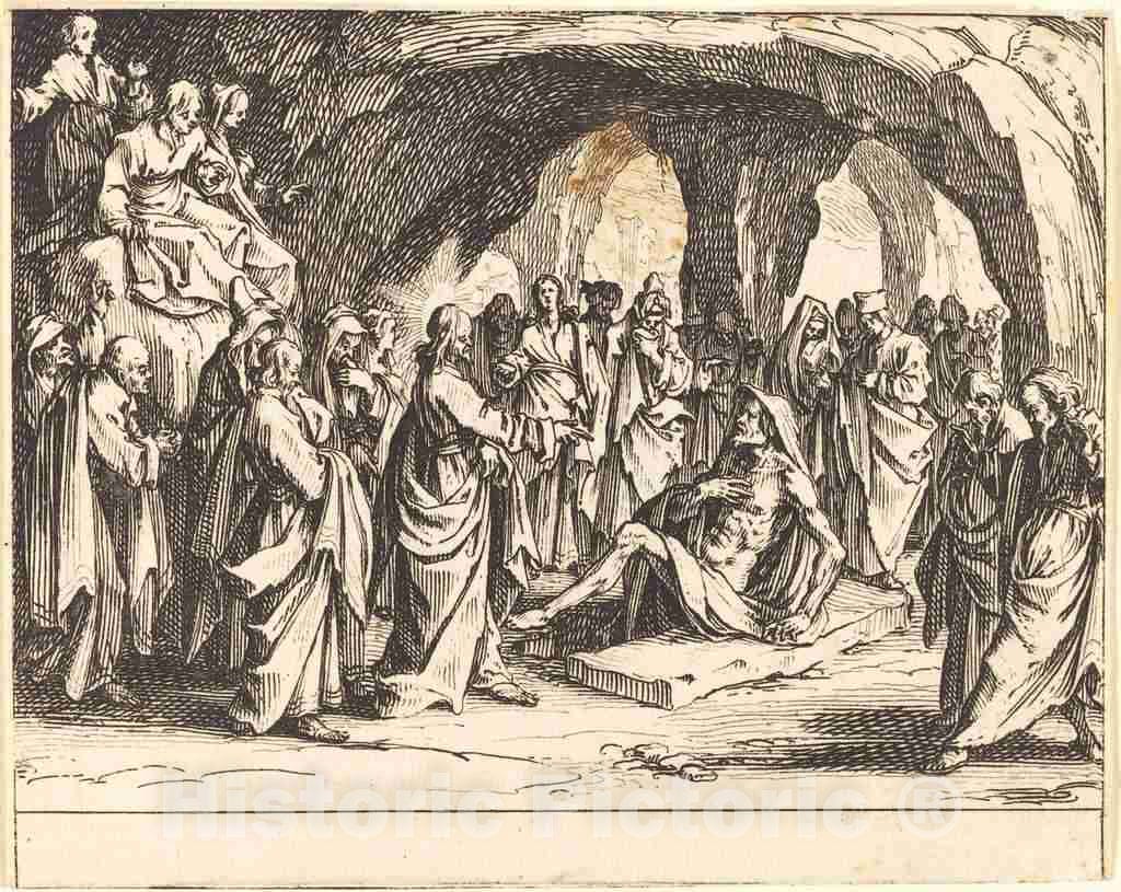 Art Print : Jacques Callot, Raising of Lazarus, 1635 - Vintage Wall Art