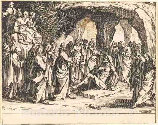 Art Print : Jacques Callot, Raising of Lazarus, 1635 - Vintage Wall Art