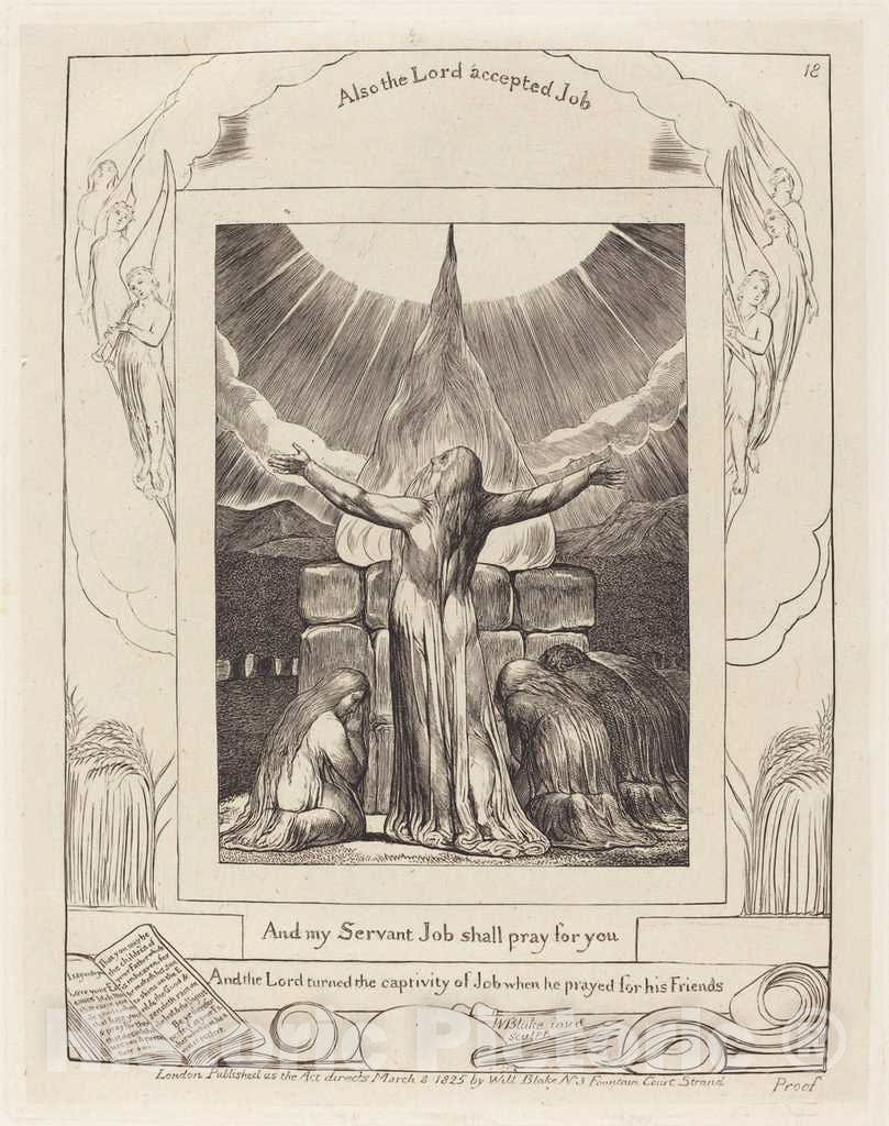 Art Print : William Blake, Job's Sacrifice, 1825 - Vintage Wall Art
