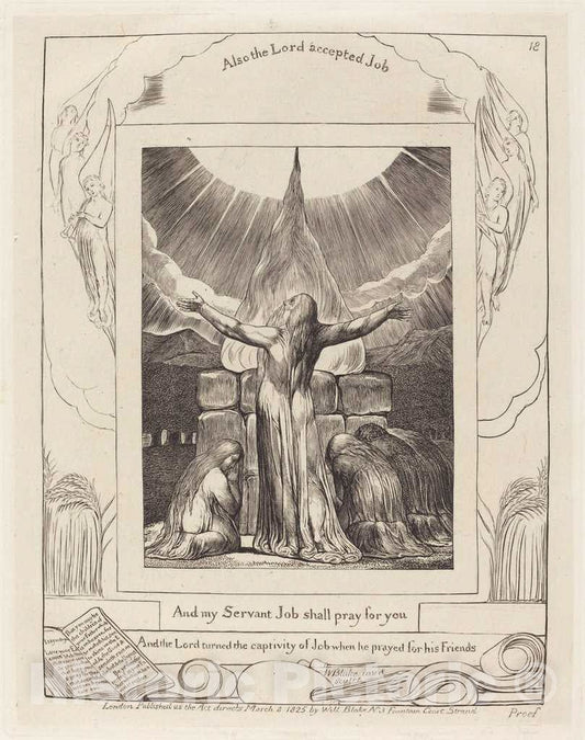 Art Print : William Blake, Job's Sacrifice, 1825 - Vintage Wall Art