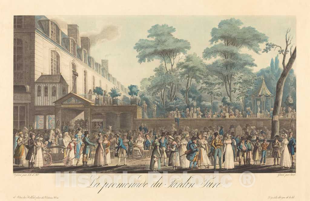 Art Print : Jazet After Jean Bastier de Bez, La Promenade au Jardin Turc - Vintage Wall Art
