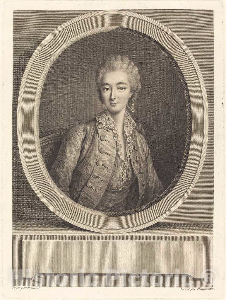 Art Print : Beauvarlet After Drouais, Madame du Barry - Vintage Wall Art