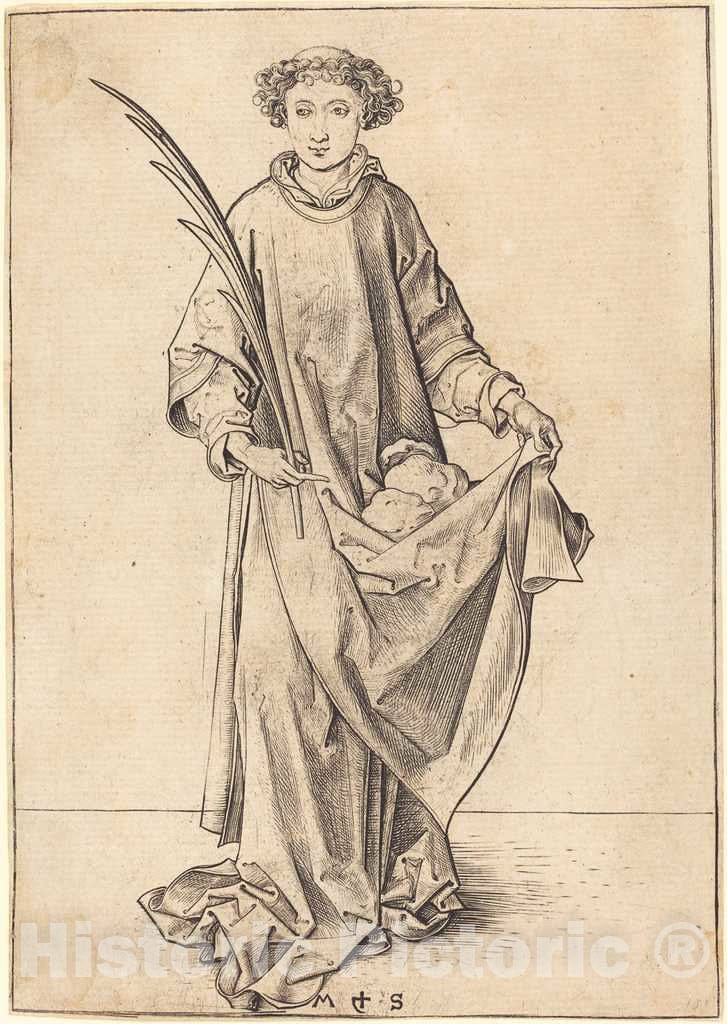 Art Print : Martin Schongauer, Saint Stephen, c.1491 - Vintage Wall Art