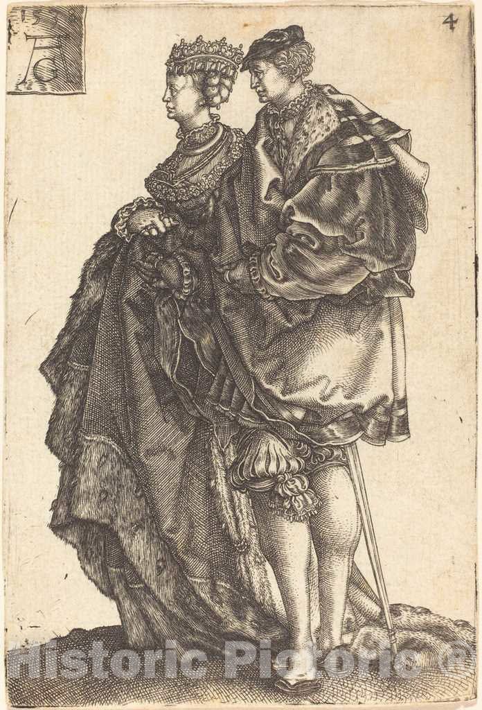 Art Print : Aldegrever, Large Wedding Dancers, 1538 - Vintage Wall Art