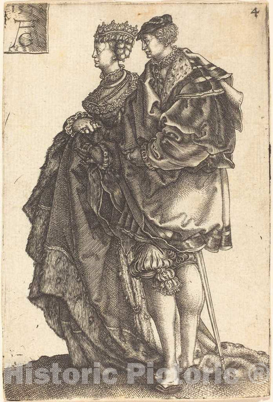 Art Print : Aldegrever, Large Wedding Dancers, 1538 - Vintage Wall Art