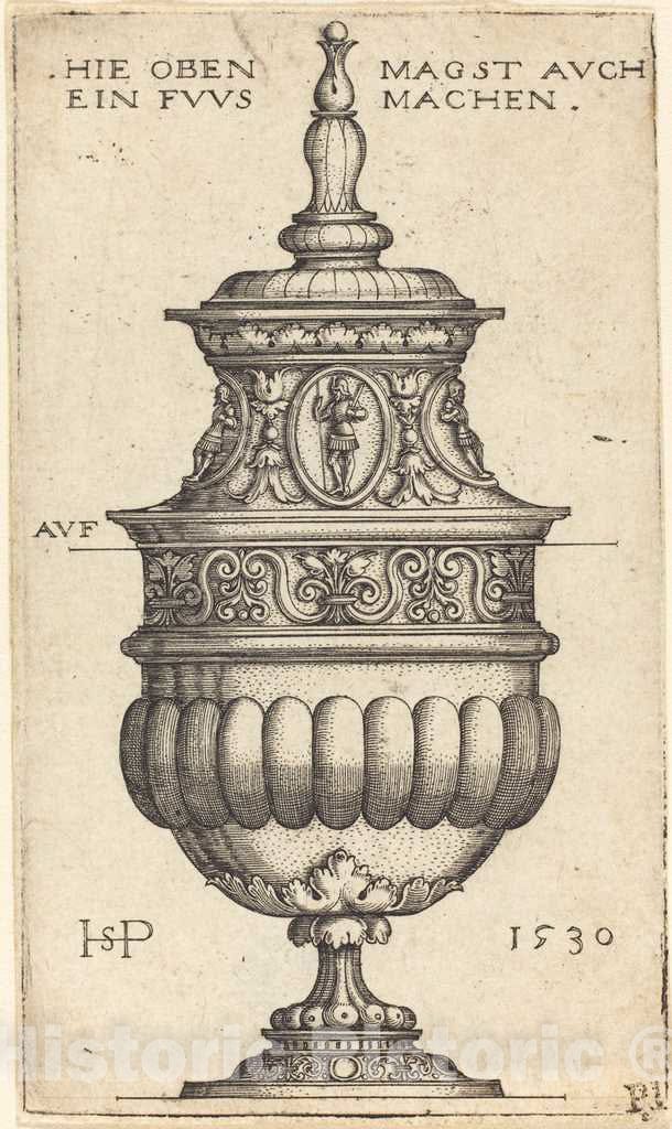 Art Print : Sebald Beham, Double Goblet with Oval Medallions, 1530 - Vintage Wall Art