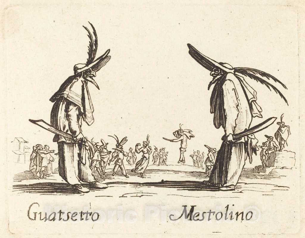 Art Print : Jacques Callot, Guatsetto and Mestolino - Vintage Wall Art