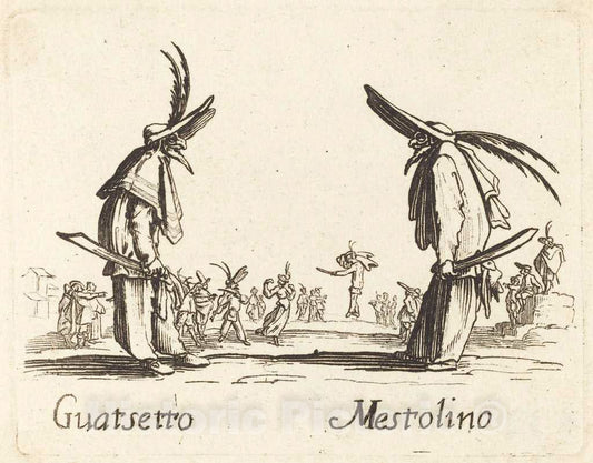 Art Print : Jacques Callot, Guatsetto and Mestolino - Vintage Wall Art