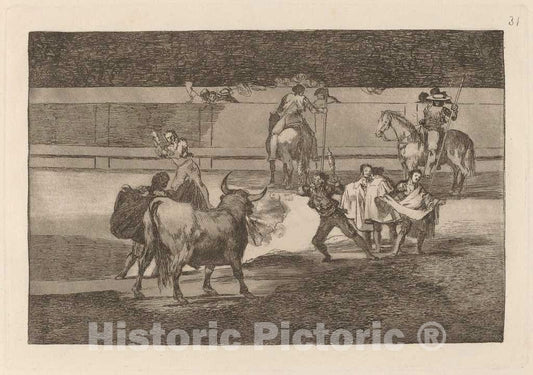 Art Print : Francisco de Goya, Banderillas de Fuego (Banderillas with Firecrackers), in or Before 1816 - Vintage Wall Art