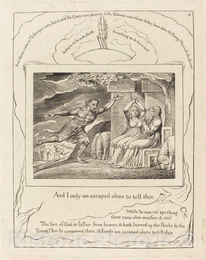 Art Print : William Blake, The Messengers Tell Job of His Misfortunes, 1825 - Vintage Wall Art