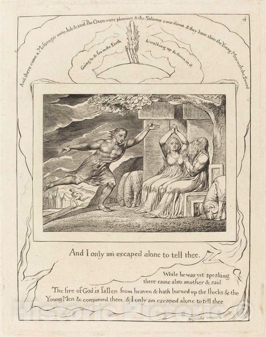 Art Print : William Blake, The Messengers Tell Job of His Misfortunes, 1825 - Vintage Wall Art