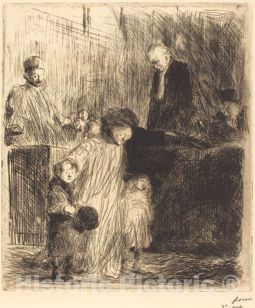 Art Print : Louis Forain, Coming Out of The Hearing (First Plate), 1909 - Vintage Wall Art