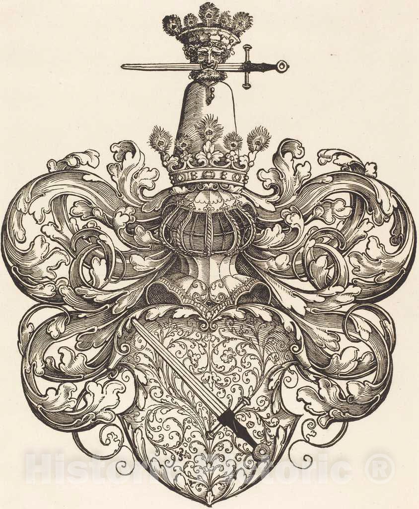 Art Print : Sebald Beham, Coat of Arms of The Family Kress von Kressenstein - Vintage Wall Art