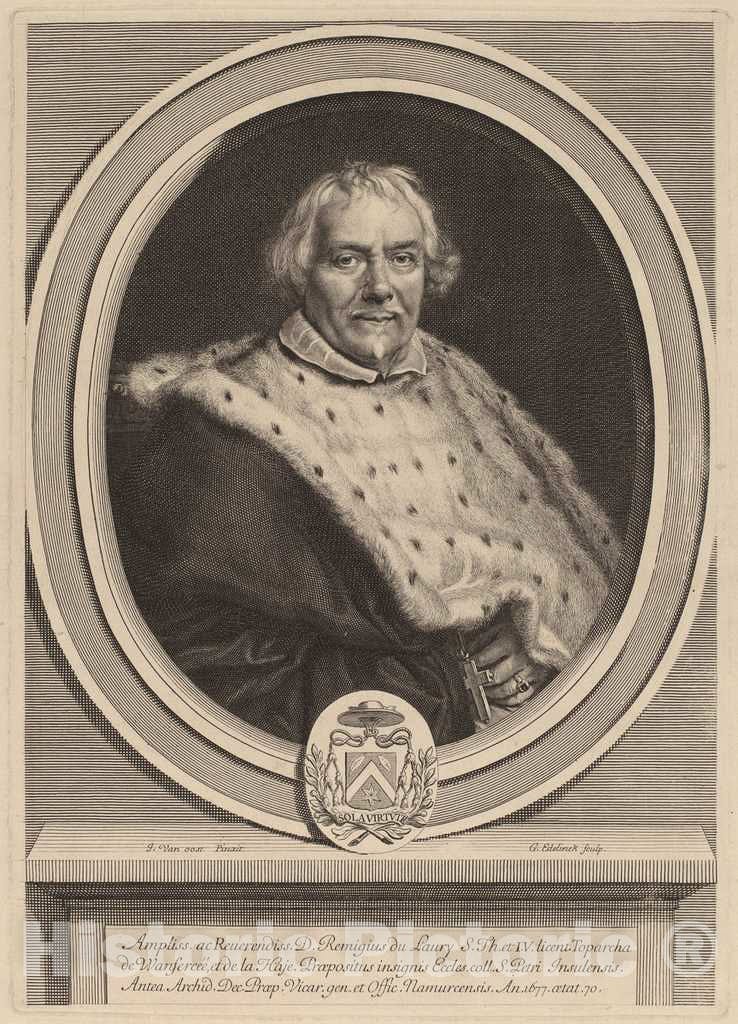 Art Print : Edelinck After Van Oost II, Remi Du Laury, 1679 - Vintage Wall Art
