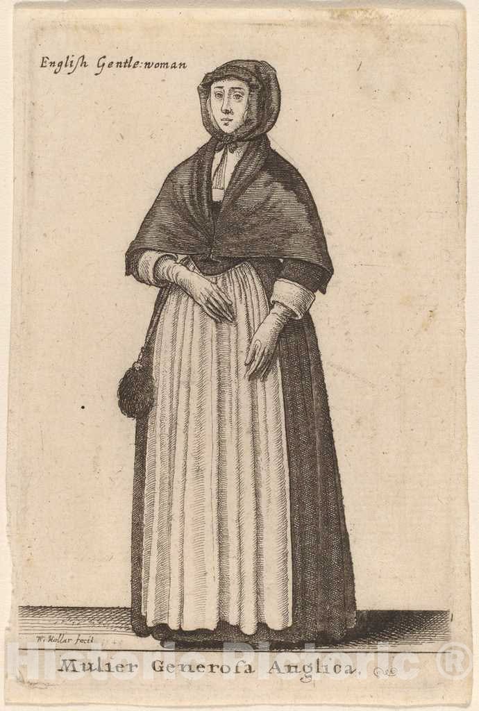 Art Print : Wenceslaus Hollar, Mulier Generosa Anglica, 1643 - Vintage Wall Art
