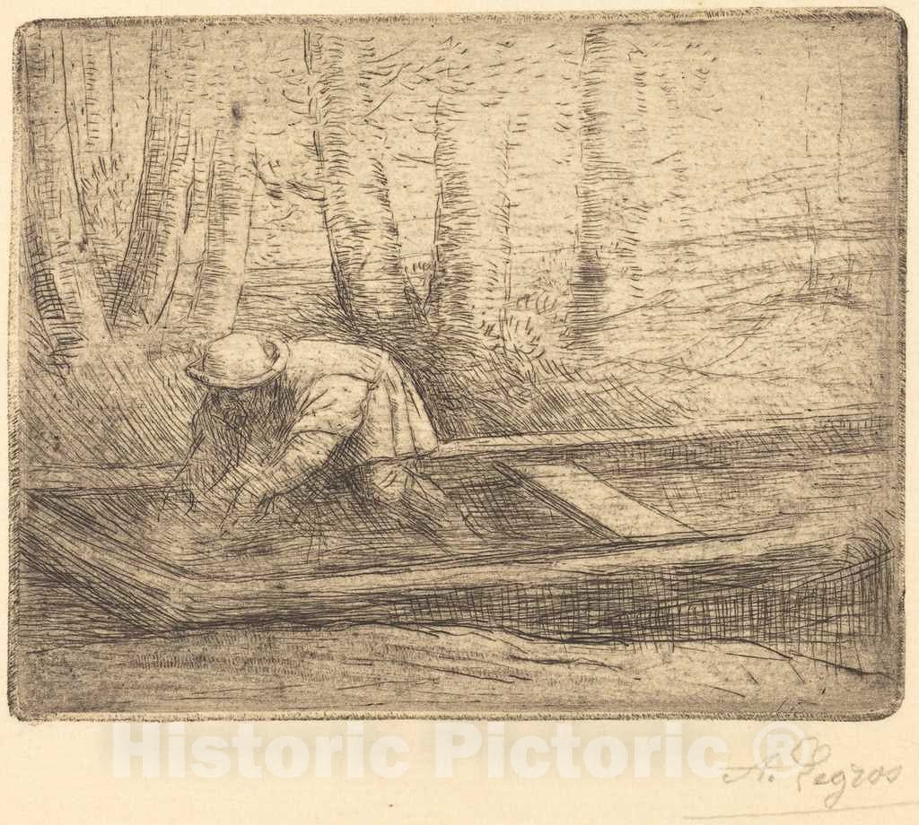 Art Print : Alphonse Legros, Man in Punt - Vintage Wall Art