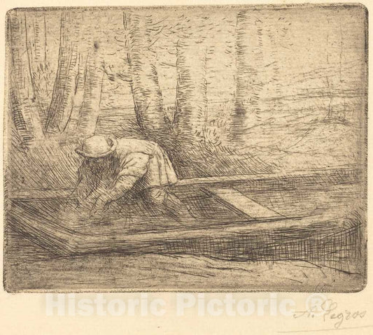 Art Print : Alphonse Legros, Man in Punt - Vintage Wall Art