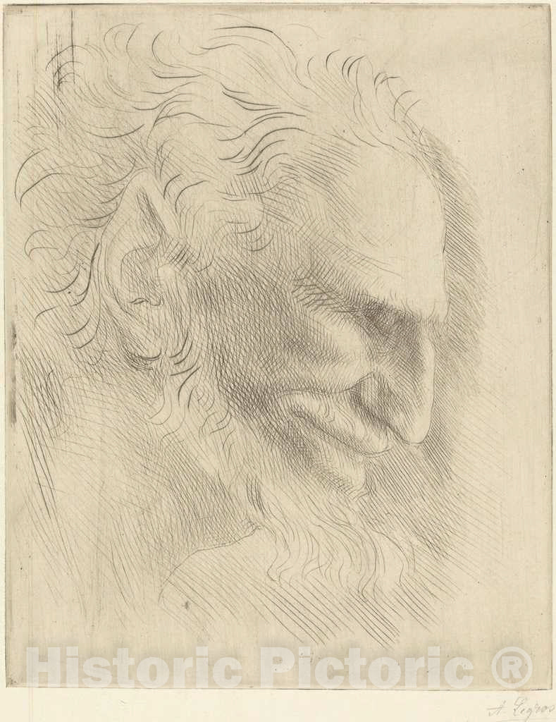 Art Print : Alphonse Legros, Study for The Head of a Man (Etude de Tete d'homme) - Vintage Wall Art
