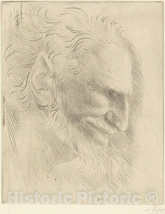 Art Print : Alphonse Legros, Study for The Head of a Man (Etude de Tete d'homme) - Vintage Wall Art