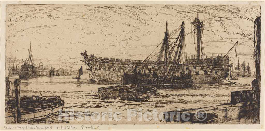 Art Print : Francis Seymour Haden, Breaking Up of The Agamemnon, 1870 - Vintage Wall Art