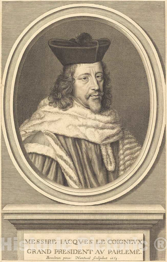 Art Print : Nanteuil After Henri Beaubrun, Jacques Le Coigneux, 1654 - Vintage Wall Art