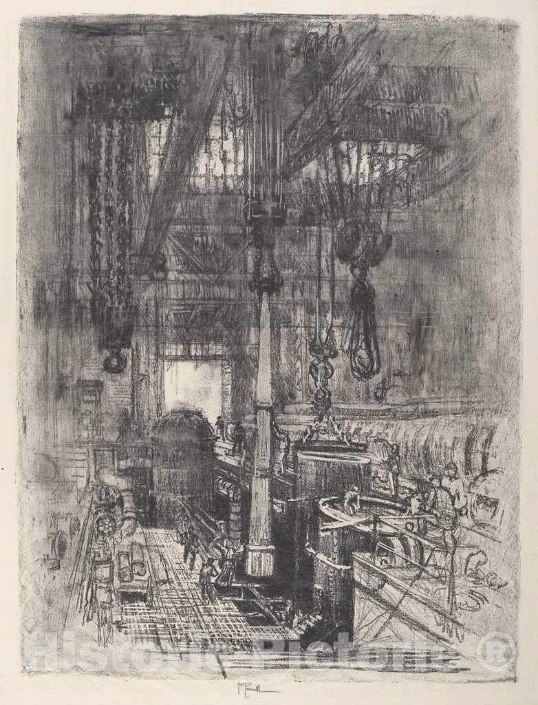 Art Print : Joseph Pennell, Gun Pit, No.II, 1917 - Vintage Wall Art