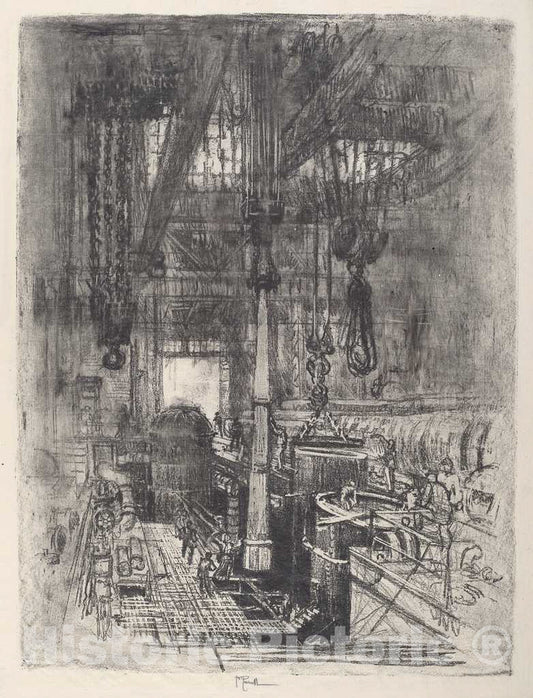Art Print : Joseph Pennell, Gun Pit, No.II, 1917 - Vintage Wall Art