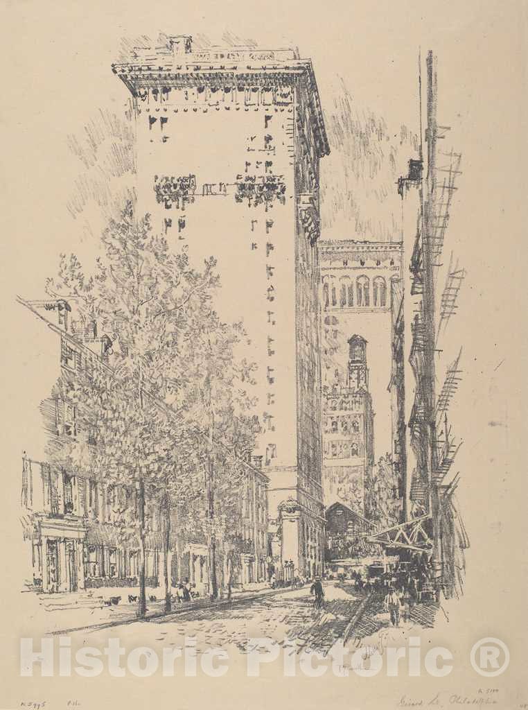 Art Print : Joseph Pennell, Girard Street, 1912 - Vintage Wall Art