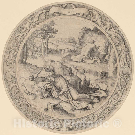 Art Print : Lucas Van Leyden, Christ in Gethsemane (Agony in The Garden), 1509 - Vintage Wall Art