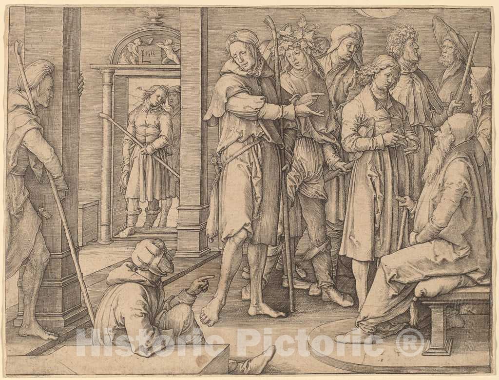 Art Print : Lucas Van Leyden, Joseph Interprets His Dream to Jacob, 1512 - Vintage Wall Art