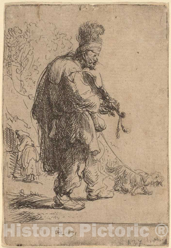 Art Print : Rembrandt, The Blind Fiddler, 1631 - Vintage Wall Art