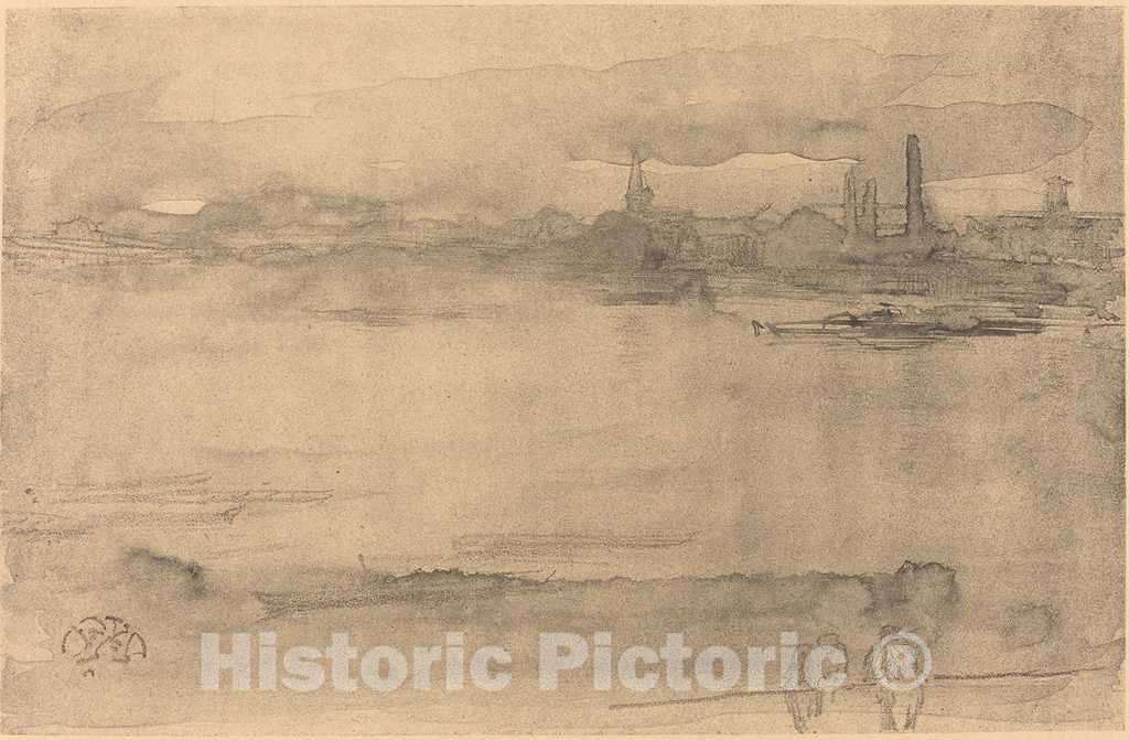 Art Print : James McNeill Whistler, Early Morning, 1878 - Vintage Wall Art