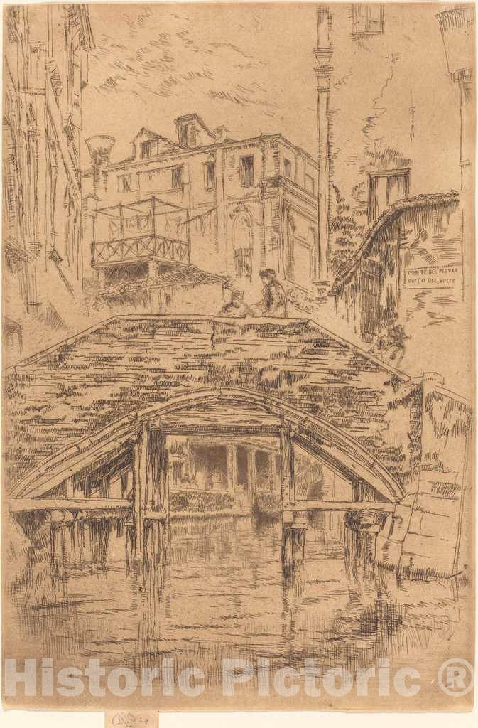 Art Print : James McNeill Whistler, Ponte del Piovan, 1880 - Vintage Wall Art