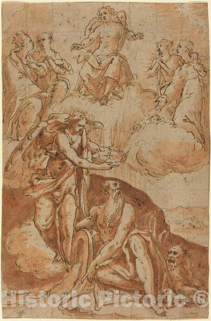Art Print : Saint Jerome (?), 16th Century - Vintage Wall Art