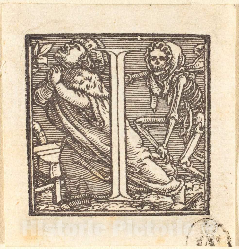 Art Print : Hans Holbein The Younger, Letter I - Vintage Wall Art