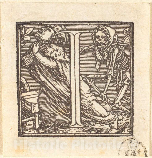 Art Print : Hans Holbein The Younger, Letter I - Vintage Wall Art