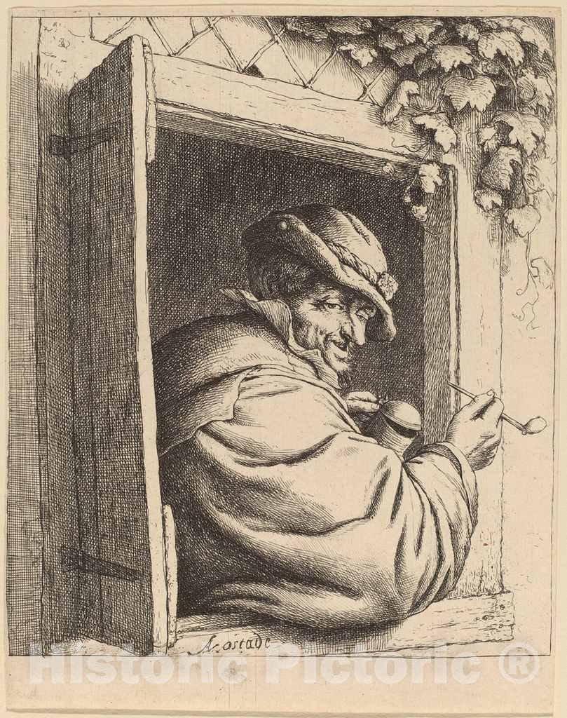 Art Print : Adriaen Van Ostade, Smoker at a Window, 1667 - Vintage Wall Art