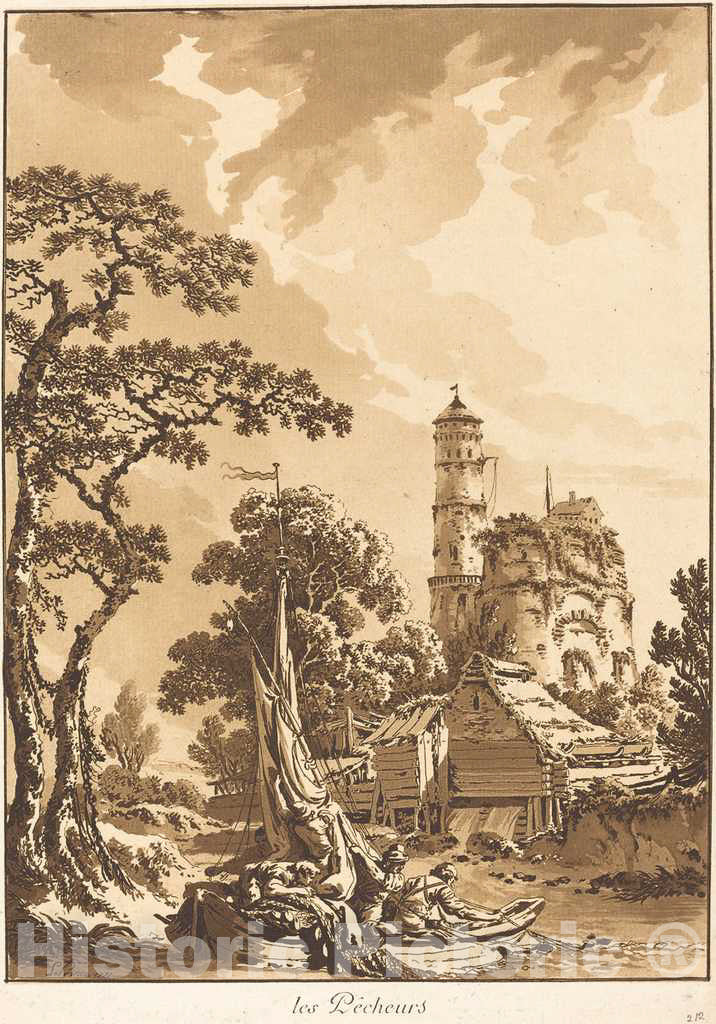 Art Print : Baptiste Le Prince, Les Pecheurs (The Fishermen), 1771 - Vintage Wall Art