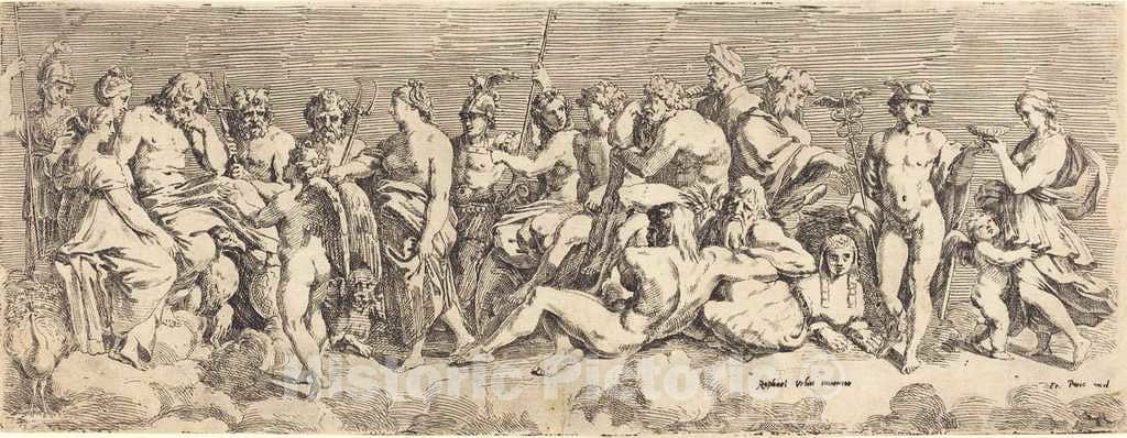Art Print : Perrier After Raphael, The Admission of Psyche to Olympia, c. 1635 - Vintage Wall Art