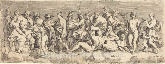 Art Print : Perrier After Raphael, The Admission of Psyche to Olympia, c. 1635 - Vintage Wall Art