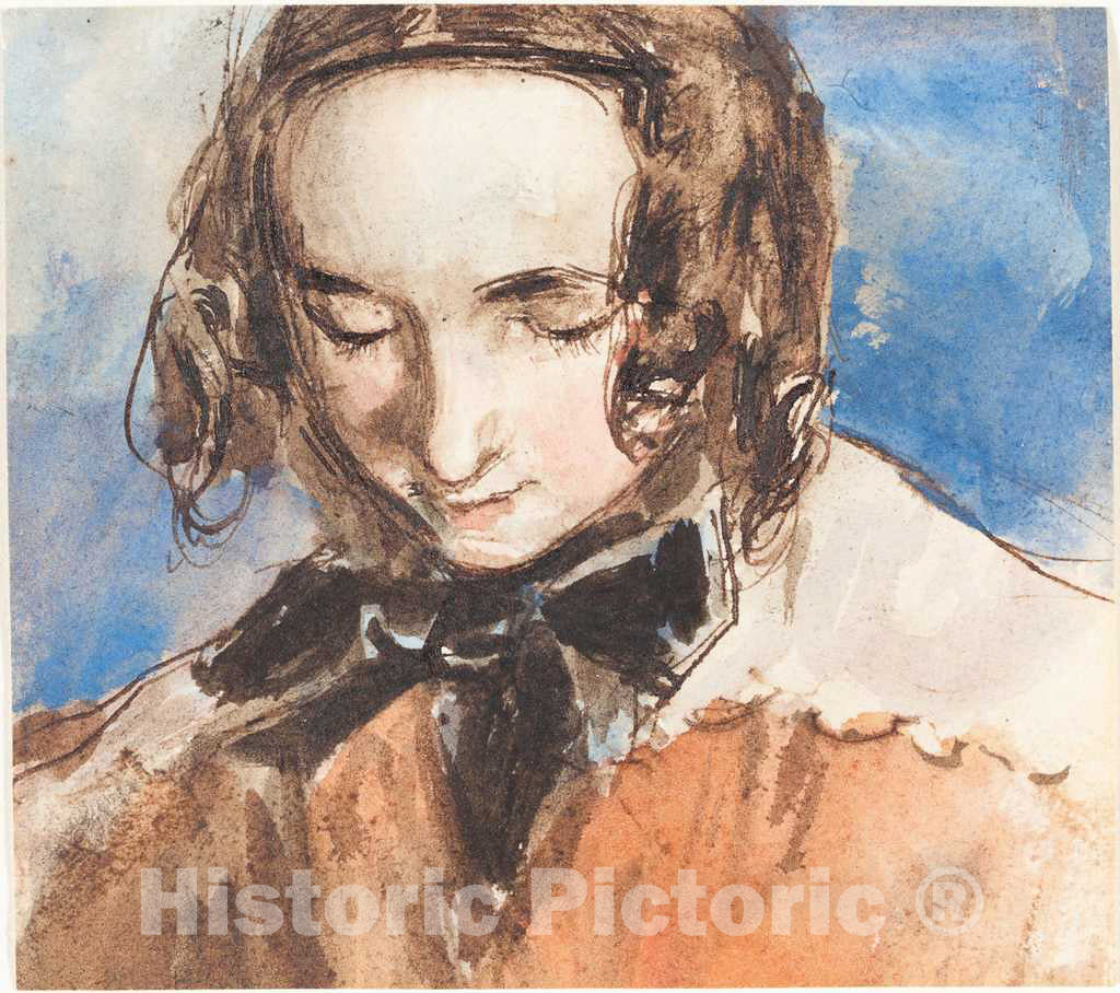 Art Print : William Edward Frost, Girl with a Bow - Vintage Wall Art
