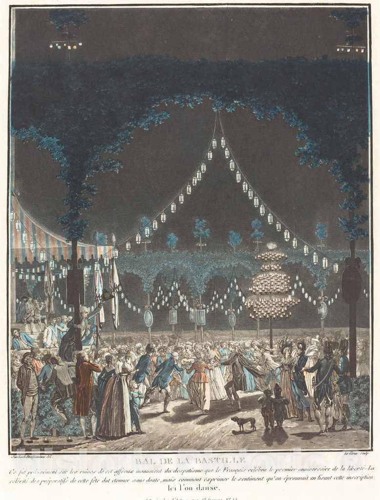 Art Print : Le Coeur and Desfontaines, Bal de la Bastille, 1790 - Vintage Wall Art