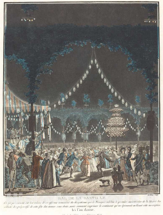 Art Print : Le Coeur and Desfontaines, Bal de la Bastille, 1790 - Vintage Wall Art