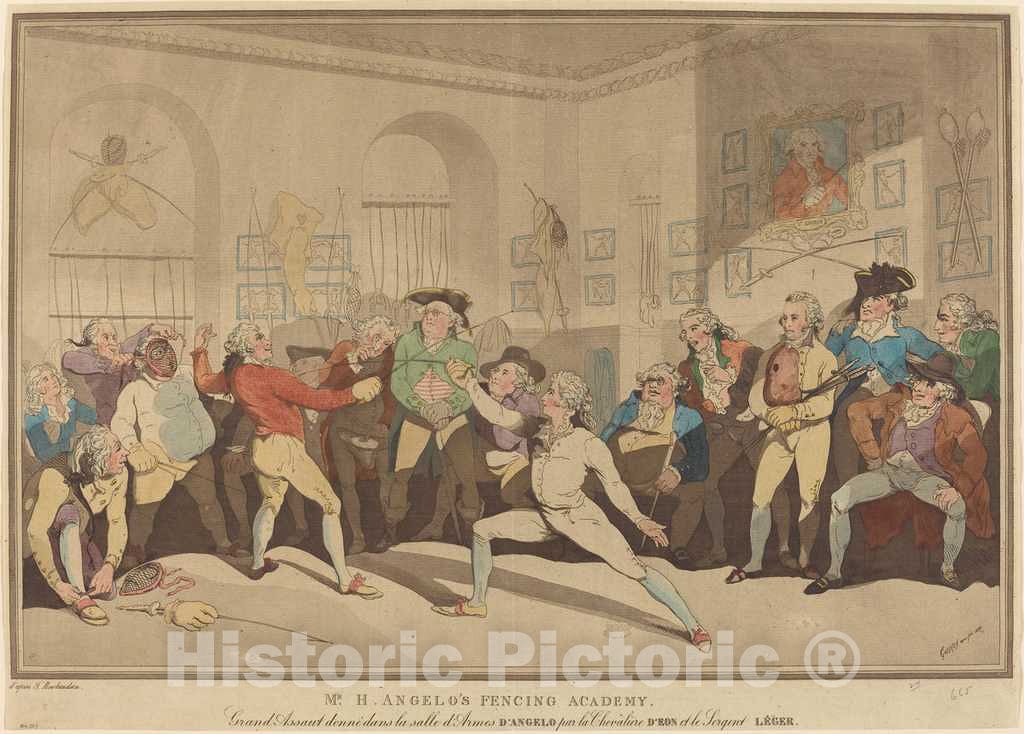 Art Print : Rowlandson, Mr. H. Angelo's Fencing Academy, 1887 - Vintage Wall Art