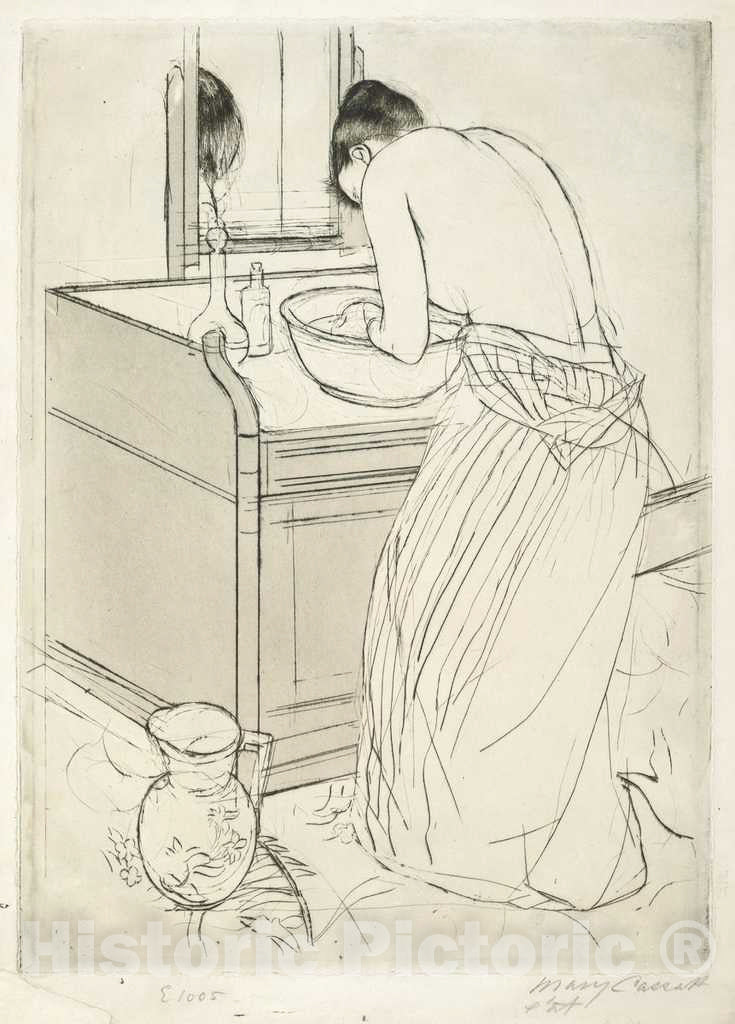 Art Print : Mary Cassatt, Woman Bathing, 1890-1891 - Vintage Wall Art