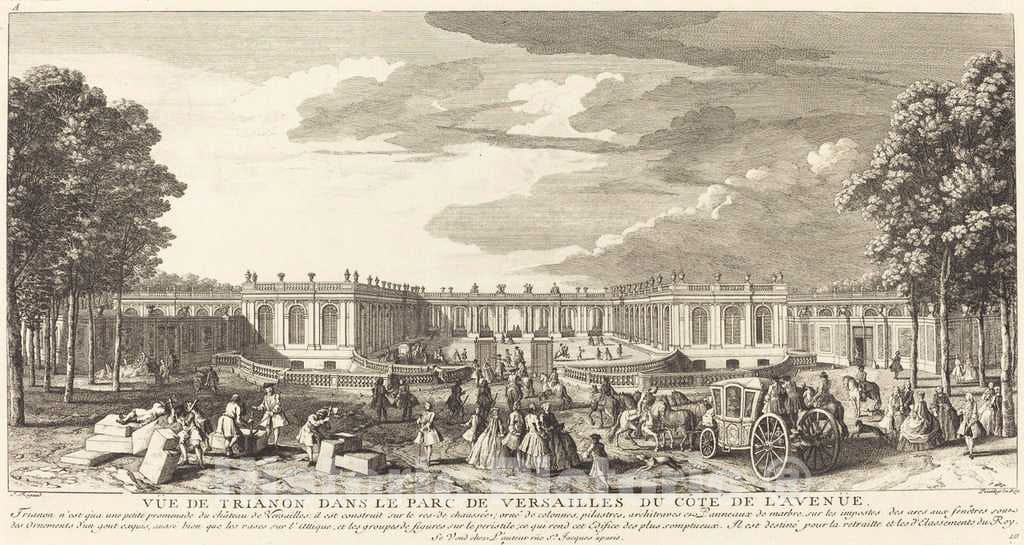 Art Print : Baptiste Rigaud, Vue de Trianon Dans le PARC de Versailles du Cote de l'Avenue - Vintage Wall Art