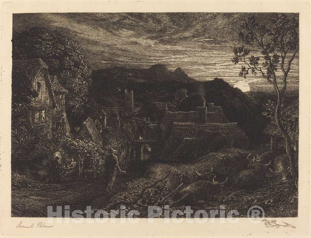 Art Print : Samuel Palmer, The Bellman, in or Before 1879 - Vintage Wall Art