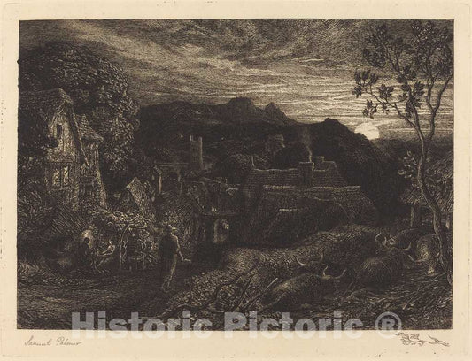Art Print : Samuel Palmer, The Bellman, in or Before 1879 - Vintage Wall Art