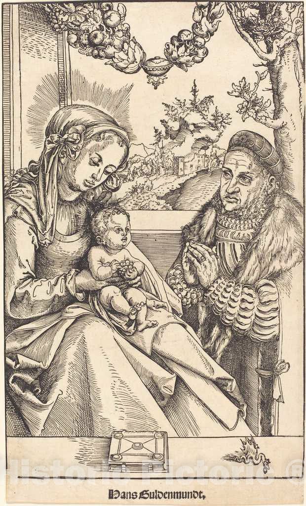 Art Print : Lucas Cranach The Elder, The Virgin and Child Adored by Frederic The Wise of Saxony - Vintage Wall Art